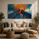 Close up of lava flow on volcanic landscape canvas print in black frame