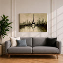 Framed canvas wall art of Paris skyline at dusk