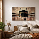 Abstract Islamic art featuring Kaaba architecture