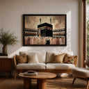 Textured impasto technique shown in Kaaba-themed artwork