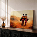 Framed canvas print of African women in Afrocentric attire