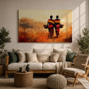 Close-up of tribal pattern on framed canvas art