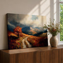 Autumn mountain landscape framed canvas wall art - warm fall colors