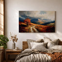 Cozy living room wall art featuring autumn mountains