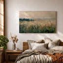 Soft, natural tones framed canvas of wildflowers