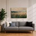 Framed canvas art displaying meadow wildflowers and greens