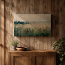 Elegant wildflower field artwork in a rustic frame