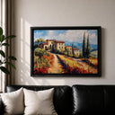Calm Mediterranean landscape artwork in a gallery-style frame