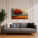 Red tree wall art for living room rustic decor