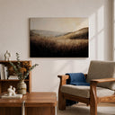 Evening countryside scene on framed canvas for hallway decor