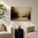 Cabin retreat wall art in natural wood frame