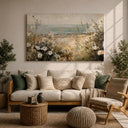 Close-up of beach flowers in a framed canvas art piece