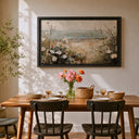 Seaside rustic farmhouse wall decor with coastal florals - living room setting