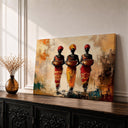 Framed canvas of African women wall art featuring tribal sisters