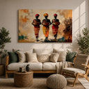 Afrocentric abstract canvas artwork in warm tones