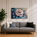 Pastel peony bouquet artwork in decorative bedroom wall art
