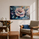 Botanical wall art with peony blooms and frame