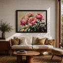 Bedroom decor with peony framed canvas wall art
