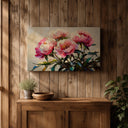 Floral wall art as focal point in hallway