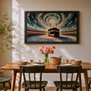Mecca skyline motif in abstract Islamic art on canvas