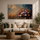 Rustic impasto texture on framed floral wall art