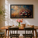 Meadow flowers on framed canvas for living room wall