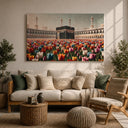 Close-up of framed canvas showcasing Baitullah motif