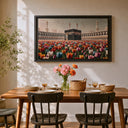 Surreal Islamic wall art in a tulip field with modern frame
