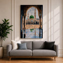 Masjid Nabawi green dome abstract Islamic wall decor in frame