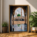 Prophet Mosque green dome decorative canvas