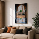 Framed Masjid Nabawi wall art with green dome