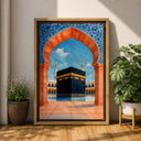 Moroccan archway view artwork on framed canvas