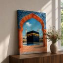 Kaaba wall art framed canvas with Moroccan archway view