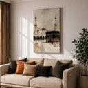 Islamic wall decor featuring Kaaba in soft hues