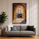 Watercolor Kaaba wall art in a frame