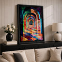 Islamic art framed canvas with arches and curves