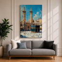 Framed Islamic wall decor canvas Masjid Al Haram motif