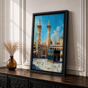 Close-up detail of sacred mosque imagery in Kaaba Mecca art