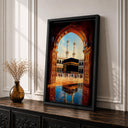 Framed canvas display of Kaaba and sacred doorway