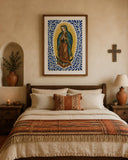 Mexican culture art with blue and turquoise accents