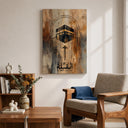 Ready-to-hang framed Qibla wall decor for living room