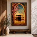 Elegant floral arch motif and curved lines in wall art