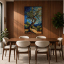 Sunlit olive trees framed canvas wall art for home