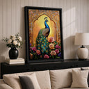 Peacock motif wall art for hallways and living rooms