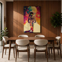 Gallery style space mural in blue tones
