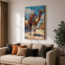 Detail of brush strokes and texture in camel wall art