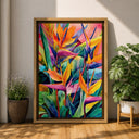 Strelitzia flower detail on a premium canvas art piece