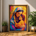 Elegant Mary and Child framed art for home chapel