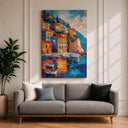 Colorful seaside landscape canvas print suitable for kitchen decor