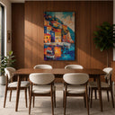 Bright coastal scene framed canvas wall art for dining room